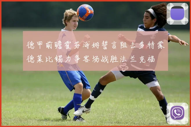德甲前瞻霍芬海姆誓言阻击多特蒙德莱比锡力争客场战胜法兰克福